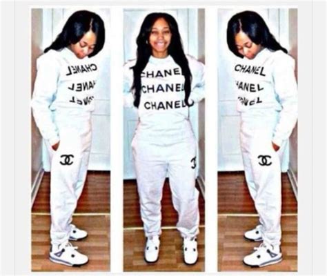 white and black chanel|chanel sweatpants black and white.